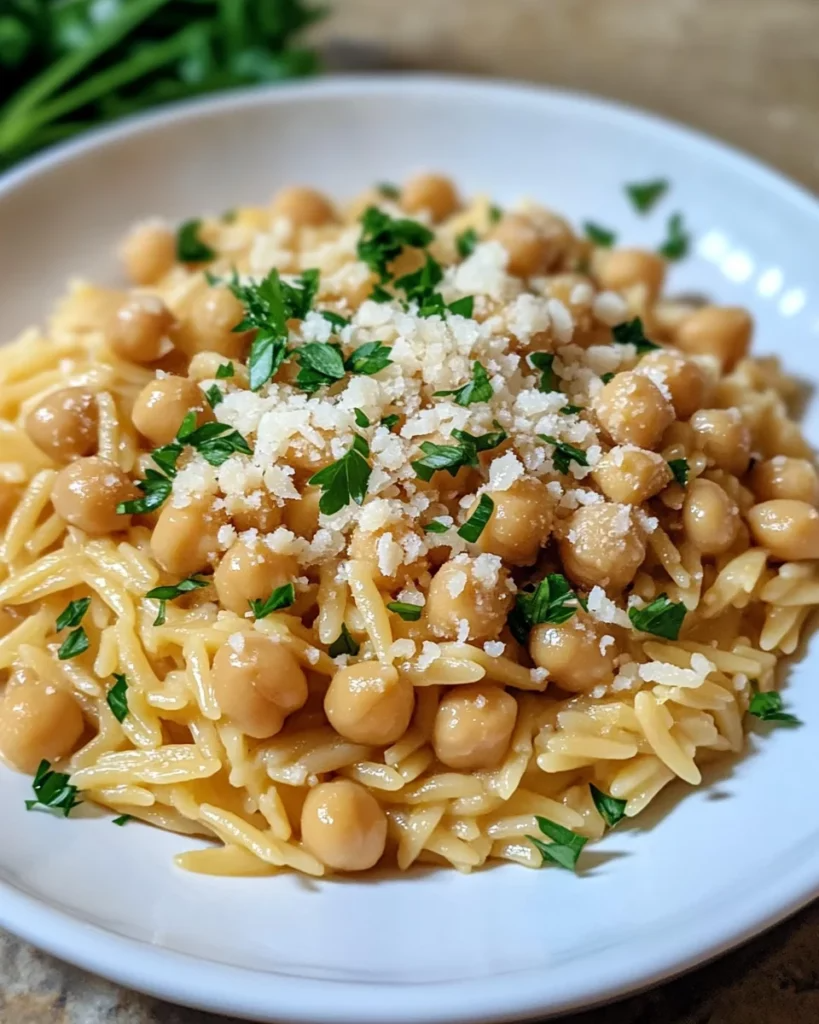 Creamy Lemon Ricotta Orzo with Chickpeas